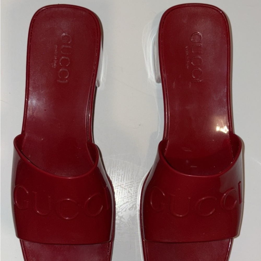 Gucci Women's Red Rubber Block Sandals